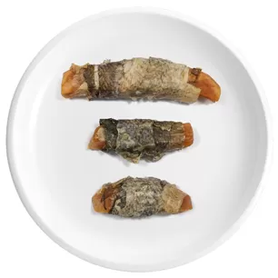 Süßkartoffel-Kabeljauhaut-Wraps